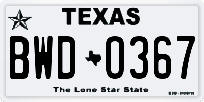 TX license plate BWD0367