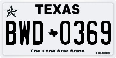 TX license plate BWD0369