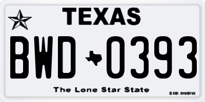 TX license plate BWD0393