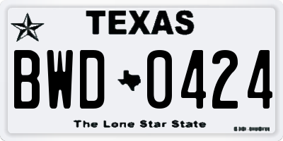 TX license plate BWD0424