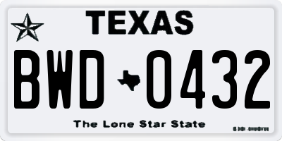 TX license plate BWD0432
