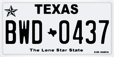 TX license plate BWD0437