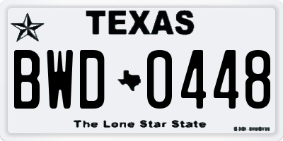 TX license plate BWD0448