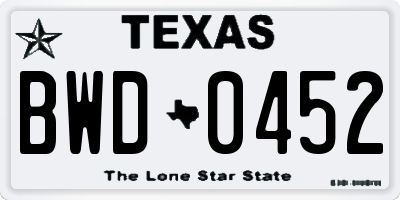 TX license plate BWD0452