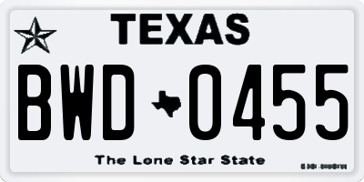 TX license plate BWD0455
