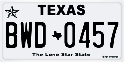 TX license plate BWD0457