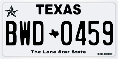 TX license plate BWD0459