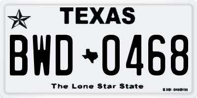 TX license plate BWD0468