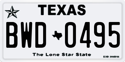 TX license plate BWD0495