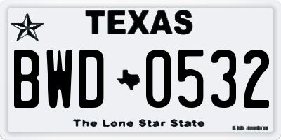 TX license plate BWD0532