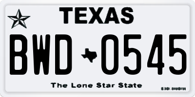 TX license plate BWD0545