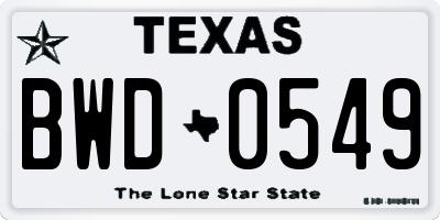 TX license plate BWD0549