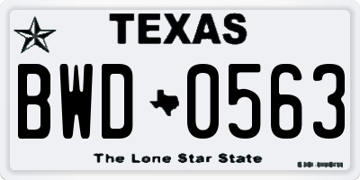 TX license plate BWD0563