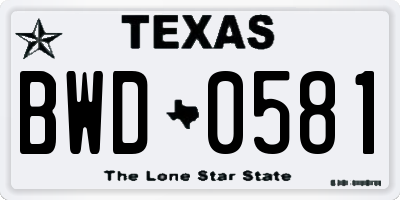 TX license plate BWD0581