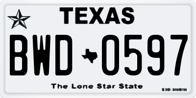 TX license plate BWD0597