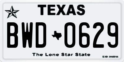 TX license plate BWD0629