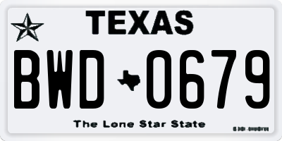 TX license plate BWD0679