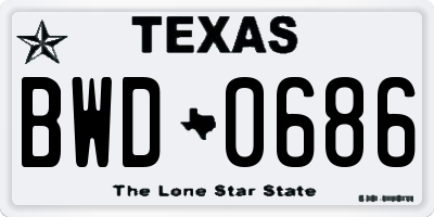 TX license plate BWD0686