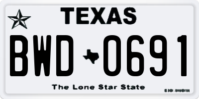 TX license plate BWD0691