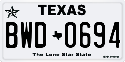 TX license plate BWD0694