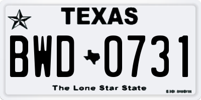 TX license plate BWD0731