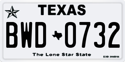 TX license plate BWD0732