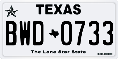 TX license plate BWD0733