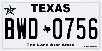 TX license plate BWD0756