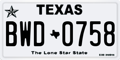 TX license plate BWD0758