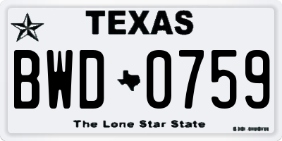 TX license plate BWD0759