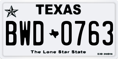 TX license plate BWD0763