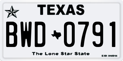 TX license plate BWD0791