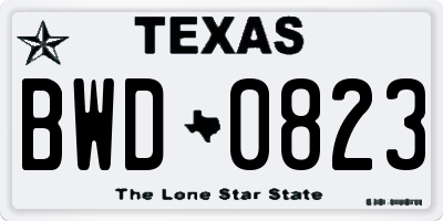 TX license plate BWD0823