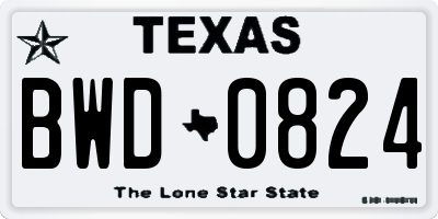 TX license plate BWD0824