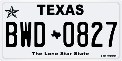 TX license plate BWD0827
