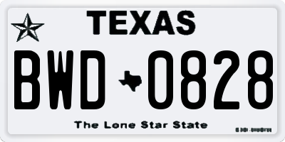 TX license plate BWD0828