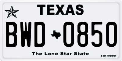 TX license plate BWD0850