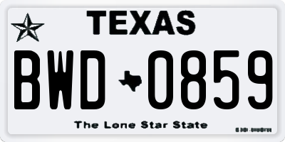 TX license plate BWD0859