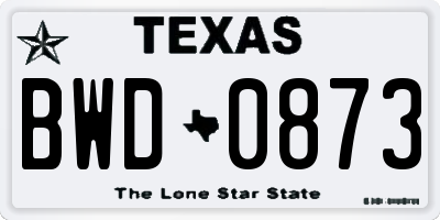 TX license plate BWD0873