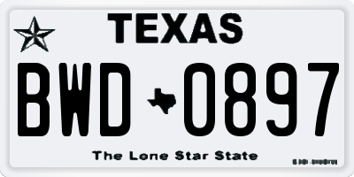 TX license plate BWD0897