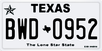 TX license plate BWD0952
