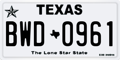 TX license plate BWD0961