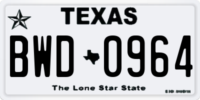 TX license plate BWD0964
