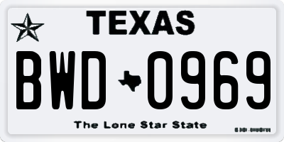 TX license plate BWD0969