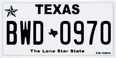 TX license plate BWD0970