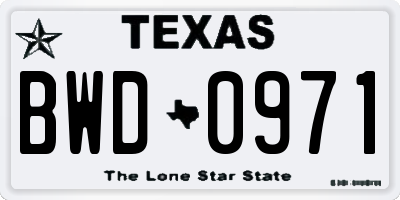 TX license plate BWD0971