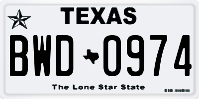 TX license plate BWD0974