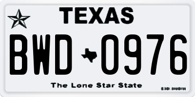 TX license plate BWD0976