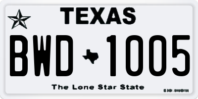TX license plate BWD1005