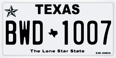 TX license plate BWD1007